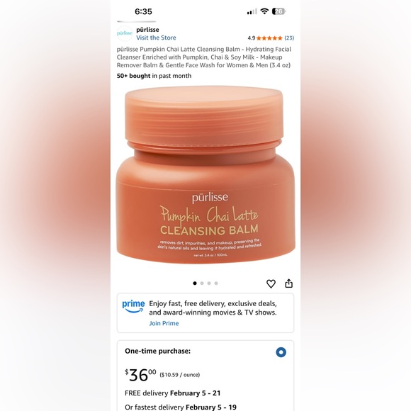 Purlisse Pumpkin Chai Latte Hydrating Cleansing Balm - Picture 2 of 5